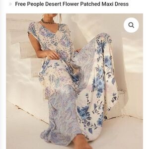 Free People Blue and Cream Floral Maxi Dress